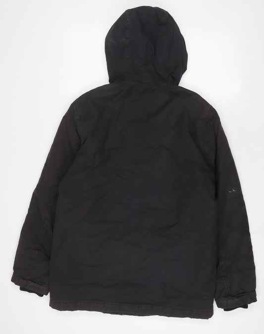 H&M Mens Black Quilted Coat Size M Zip