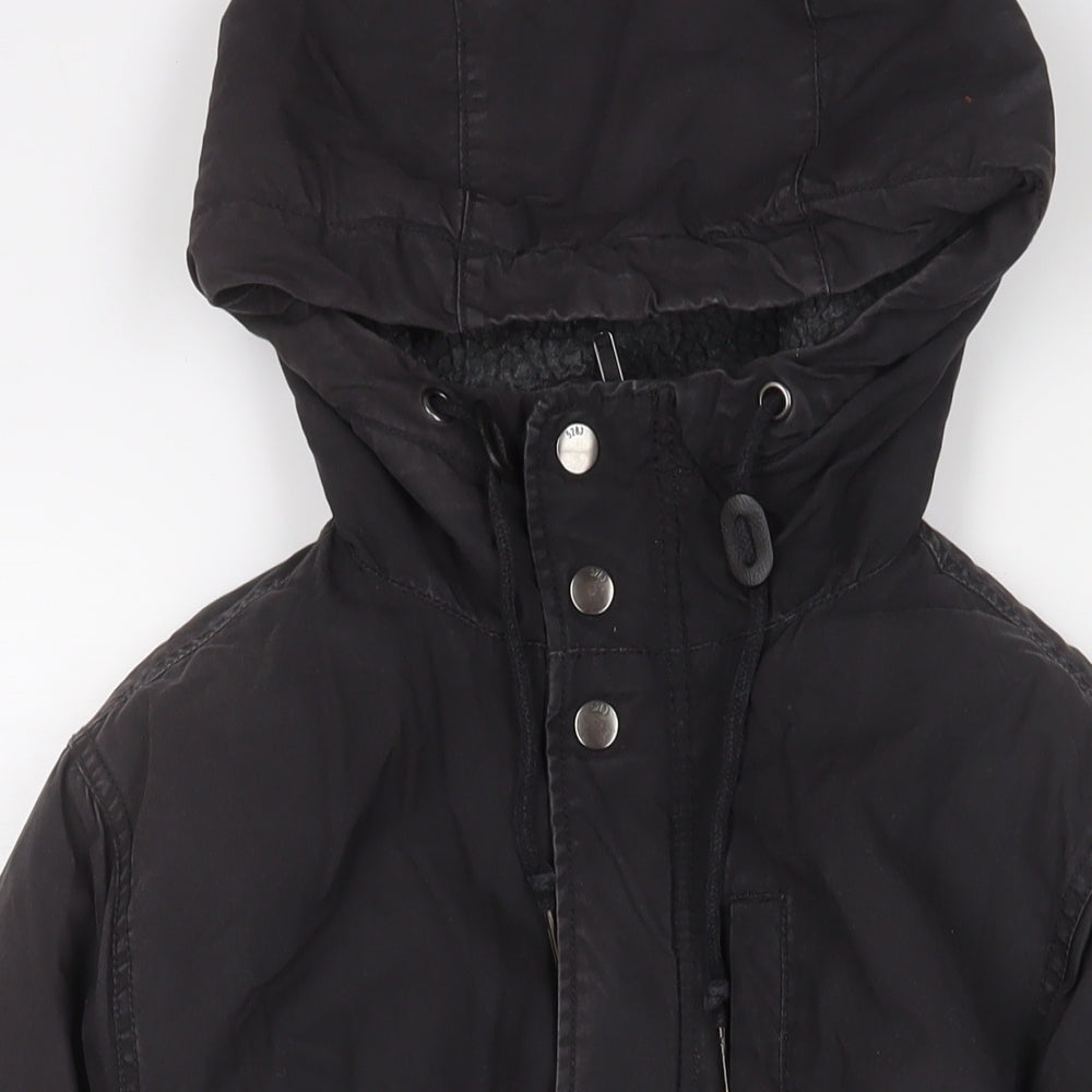 H&M Mens Black Quilted Coat Size M Zip