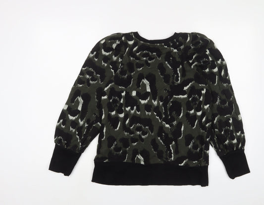 River Island Womens Green Camouflage Cotton Pullover Sweatshirt Size XS Pullover