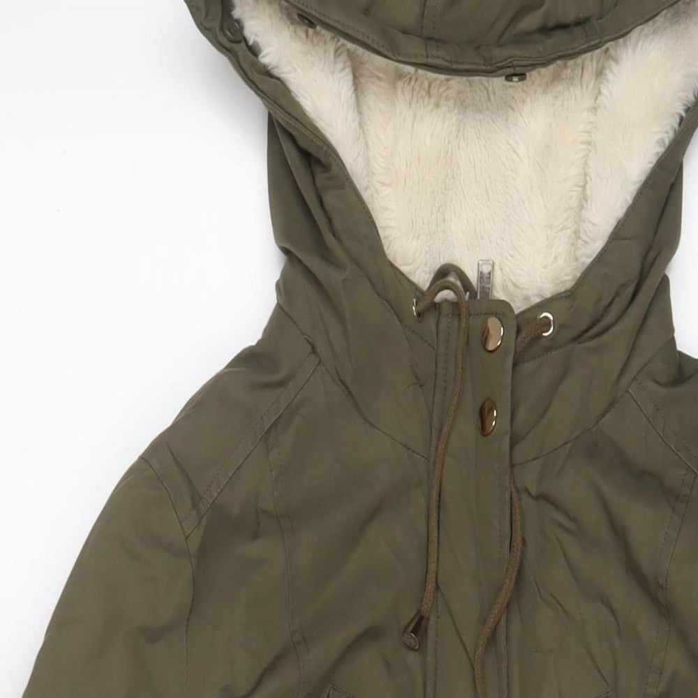 Miss Selfridge Womens Green Parka Coat Size 12 Zip