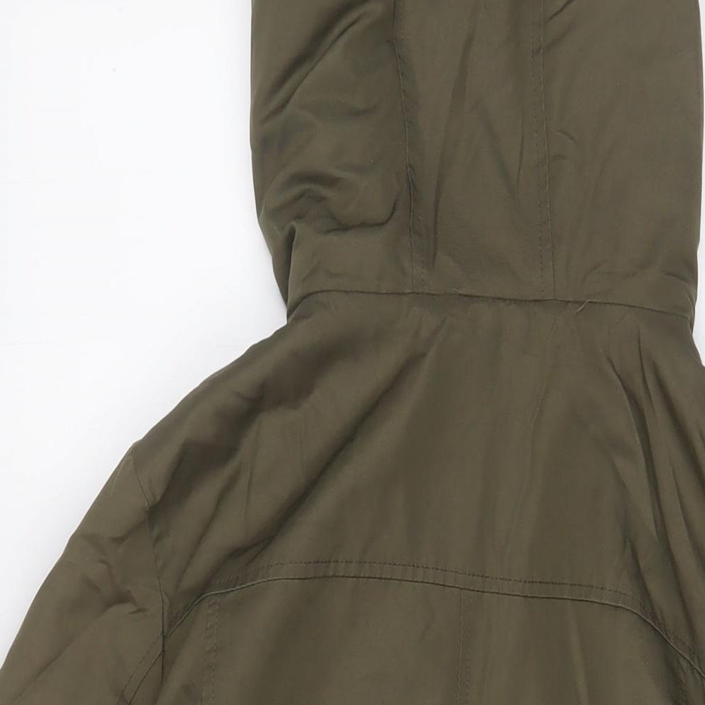 Miss Selfridge Womens Green Parka Coat Size 12 Zip