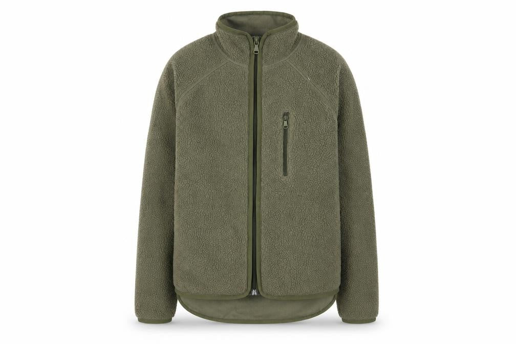 Front view of H&M boys’ green jacket, size 8-9, years zip - 8-10 years