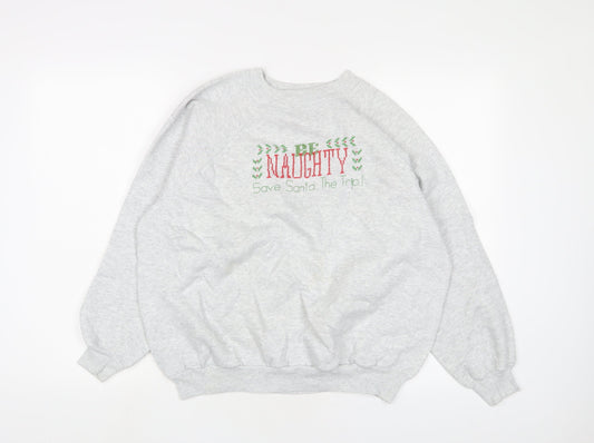 Hanes Herway Womens Grey Cotton Pullover Sweatshirt Size L Pullover - Christmas