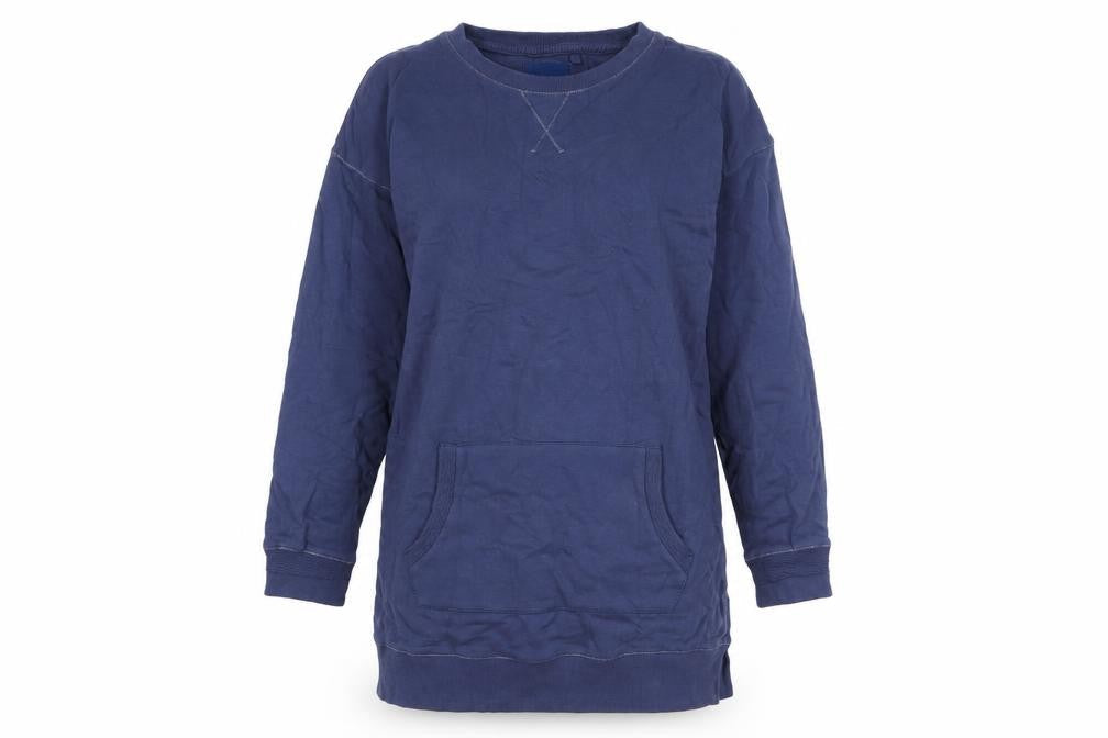 Next Womens Blue Cotton Jumper Dress Size 6 Crew Neck Pullover
