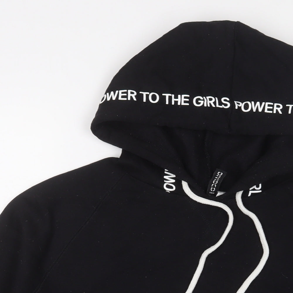 H&M Womens Black Cotton Pullover Hoodie Size L Pullover