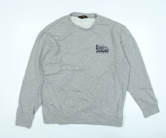 Lee Jeans Mens Grey Polyester Pullover Sweatshirt Size L - Logo