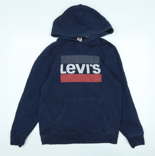 Levi's Mens Blue Cotton Pullover Hoodie Size M - Logo