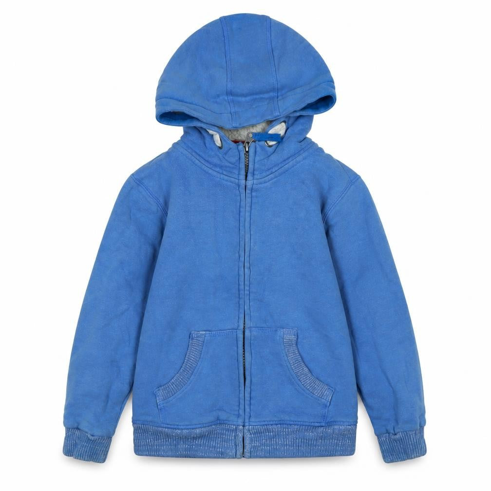 Front view of Origionals boys’ blue jacket, size 5-6, years zip - logo
