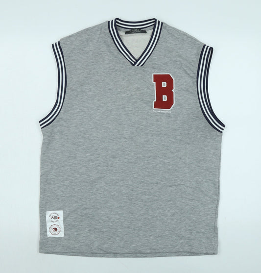 Athletic Dept Mens Grey Polyester Vest Sweatshirt Size XLT - Logo