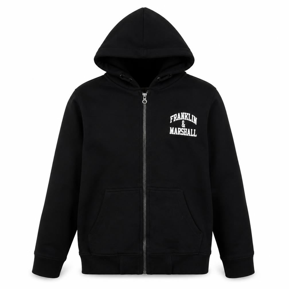 Front view of Franklin & Marshall boys’ blue jacket, size 10-11, years zip - logo