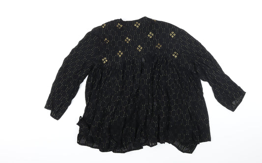 Monsoon Womens Black Geometric Kimono Blazer Size 12 - Sequin detail