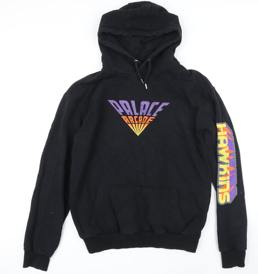Stranger Things Mens Black Cotton Pullover Hoodie Size L - Palace Arcade