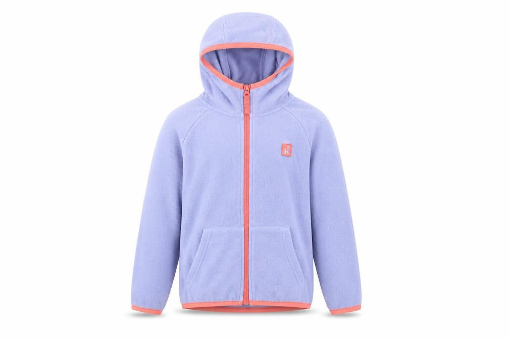 Front view of Hi Gear girls’ purple jacket, size 5-6, years zip