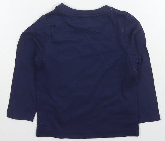 Disney Boys Blue Cotton Basic T-Shirt Size 18-24 Months Round Neck Pullover - Mickey Mouse