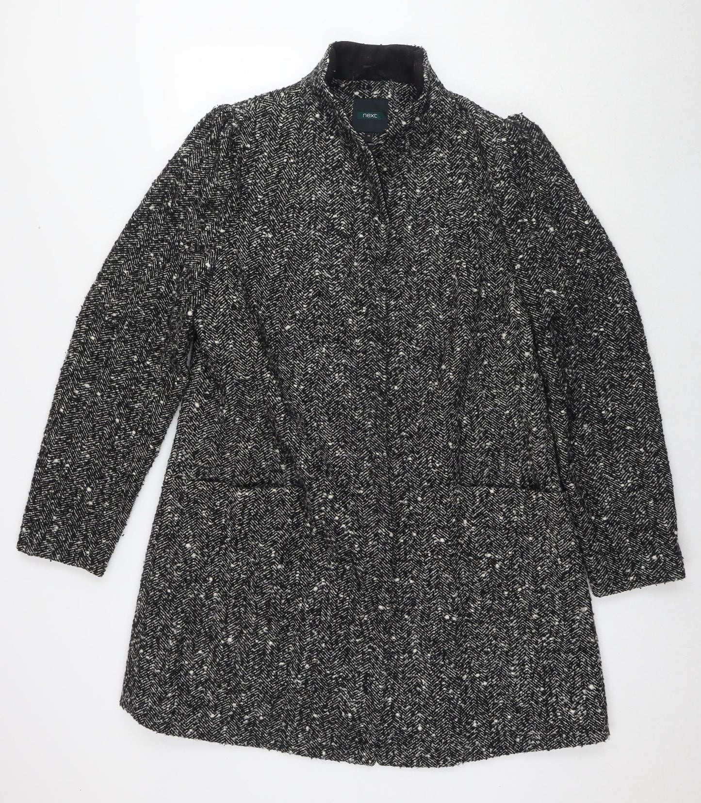 NEXT Womens Black Overcoat Coat Size 18 Snap