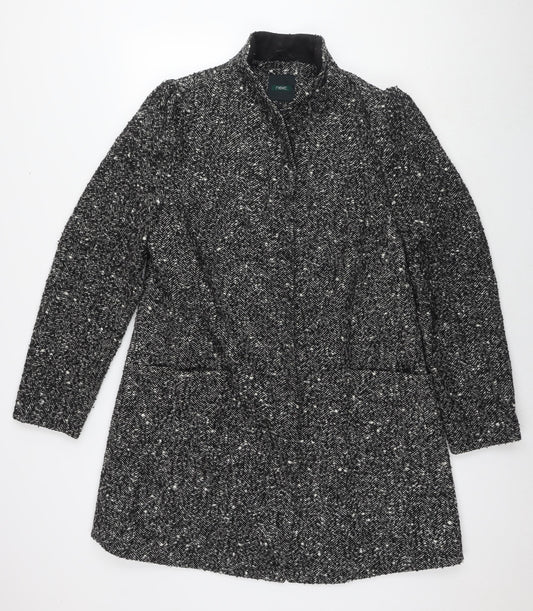 NEXT Womens Black Overcoat Coat Size 18 Snap