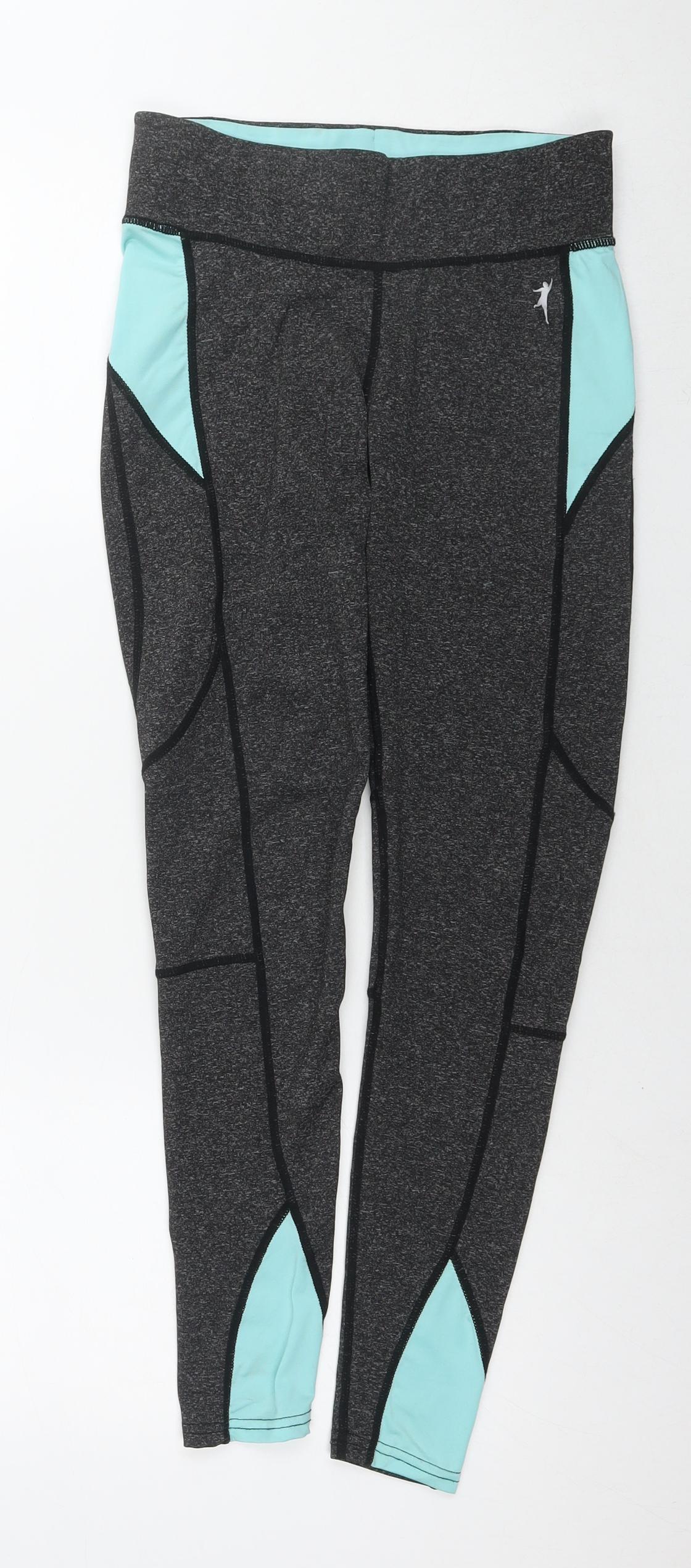 Tone Time Womens Grey Colourblock Polyester Pedal Pusher Leggings Size 8 L27 in Regular Pullover - Size 8-10