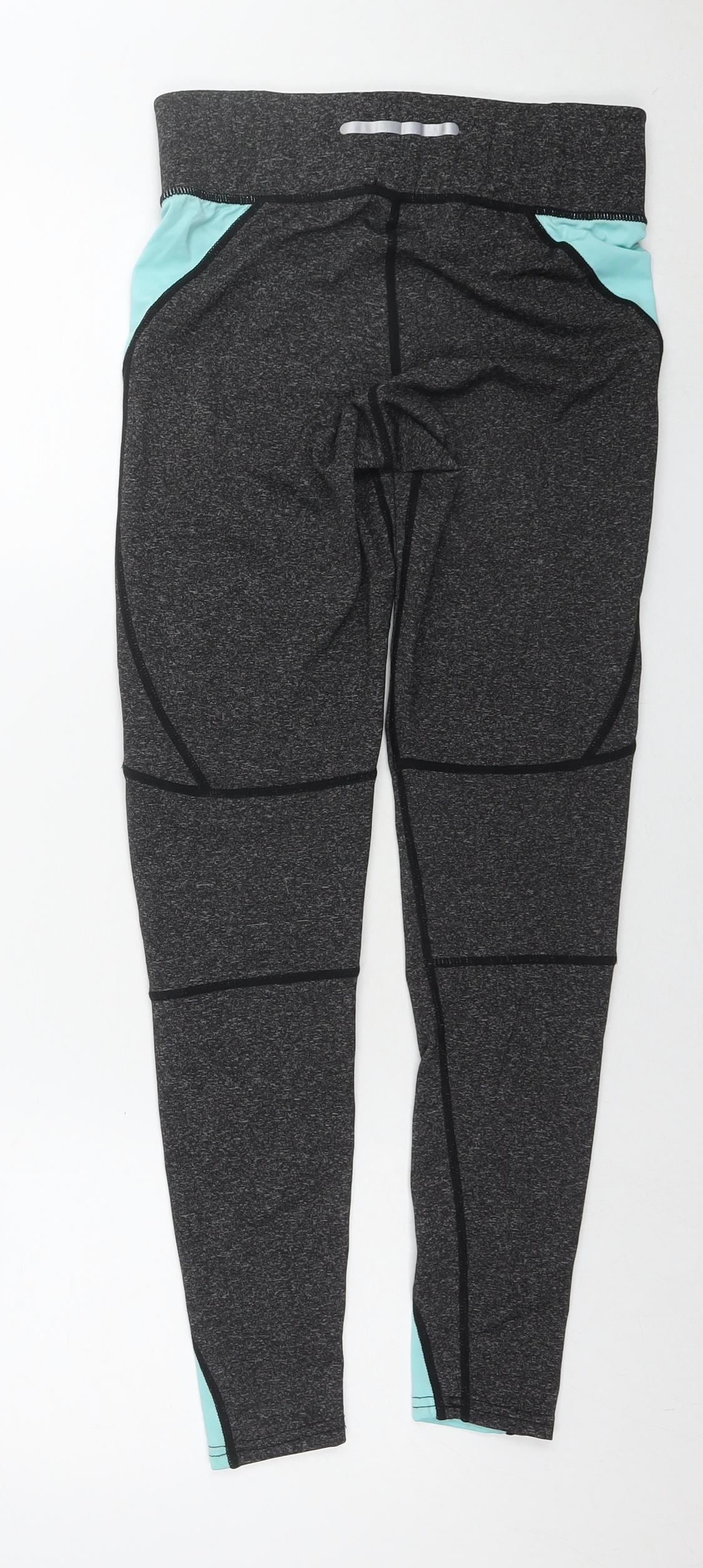 Tone Time Womens Grey Colourblock Polyester Pedal Pusher Leggings Size 8 L27 in Regular Pullover - Size 8-10