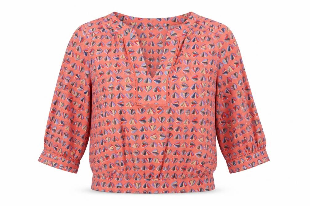 Next Womens Red Geometric Polyester Basic Blouse Size 6 V-Neck