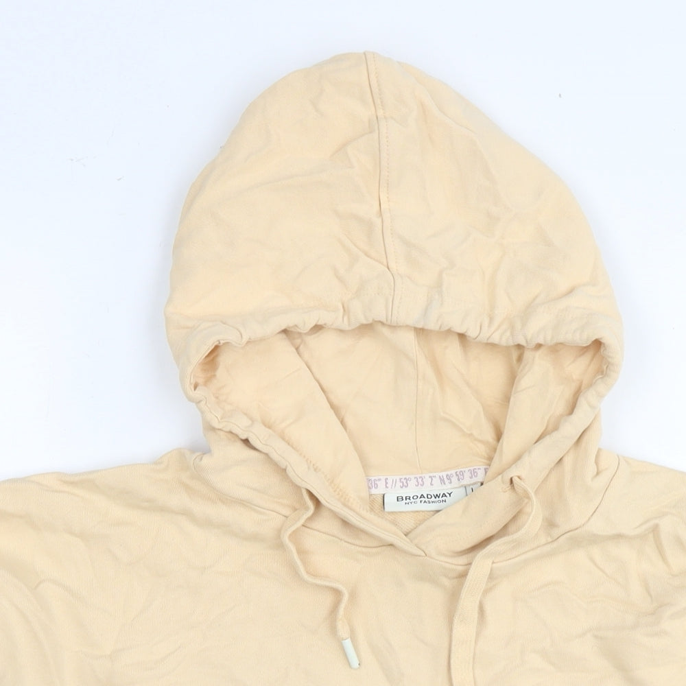 Broadway Womens Beige Cotton Pullover Hoodie Size L Pullover - Be Amazing
