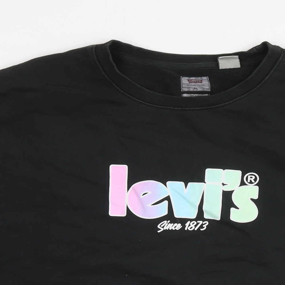 Levi's Mens Black Cotton Pullover Hoodie Size XL - Logo Unisex