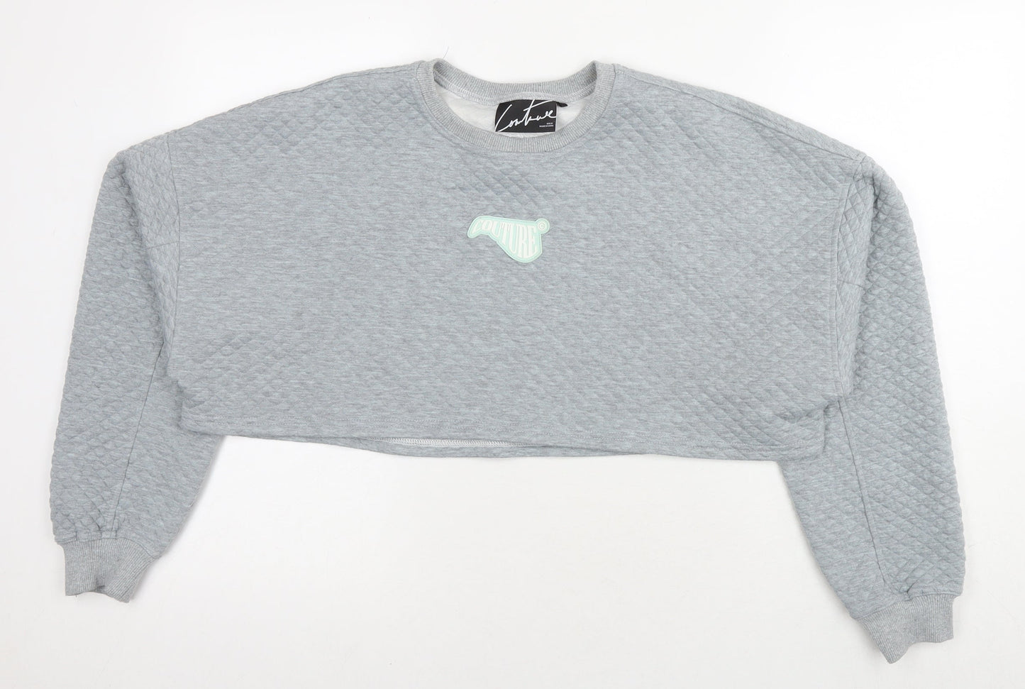 Coulture Womens Grey Cotton Pullover Sweatshirt Size M Pullover - Logo Cropped