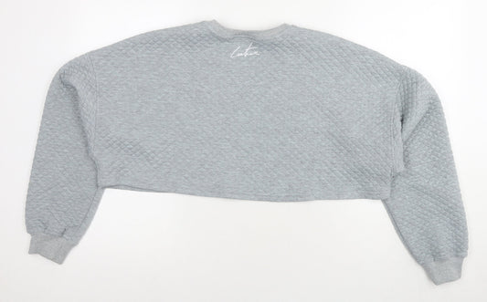 Coulture Womens Grey Cotton Pullover Sweatshirt Size M Pullover - Logo Cropped