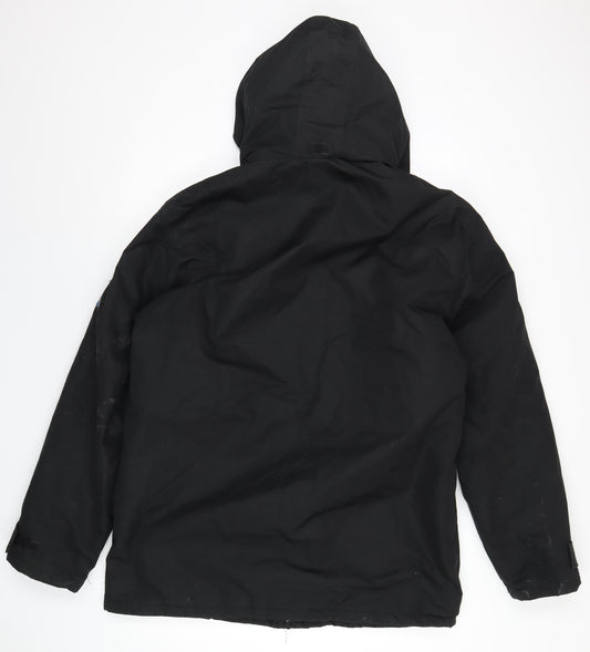 Atlas Mens Black Rain Coat Coat Size L Zip