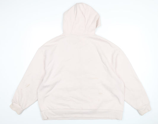 COLLUSION Womens Pink Cotton Pullover Hoodie Size 10 Pullover