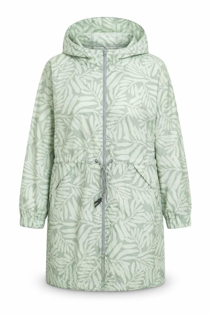 Dunnes Womens Green Geometric Rain Coat Coat Size XL Zip