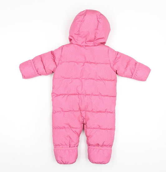 Gap Girls Pink Polka Dot Puffer Jacket Snowsuit Size 3-6 Months Zip
