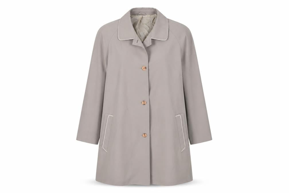 Ronald Skermer Womens Beige Overcoat Coat Size L Button - Vintage Lightweight