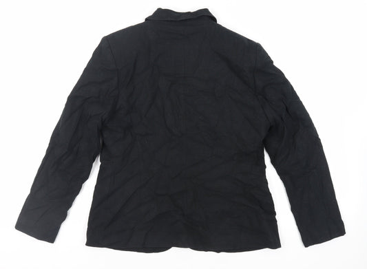 Classic Womens Black Jacket Blazer Size 14 Button