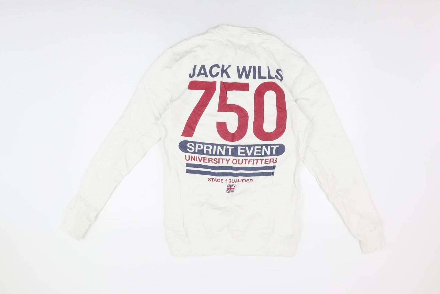 Jack Wills Mens White Cotton Pullover Sweatshirt Size XS