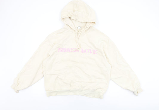 Monki Womens Ivory Cotton Pullover Hoodie Size L Pullover - Share Love