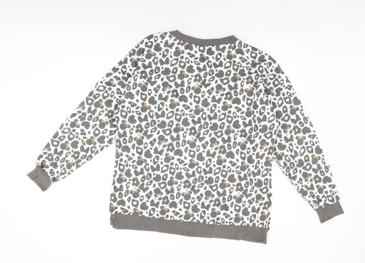 Minnie Mouse Womens White Geometric Cotton Pullover Sweatshirt Size XL Pullover - Minnie Mouse Animal Print