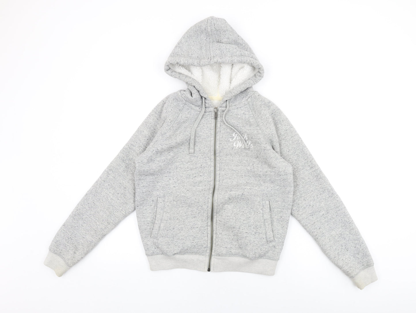 Jack Wills Womens Grey Cotton Full Zip Hoodie Size 6 Zip