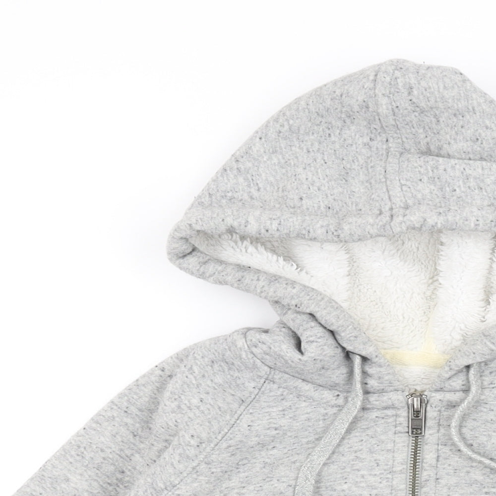 Jack Wills Womens Grey Cotton Full Zip Hoodie Size 6 Zip