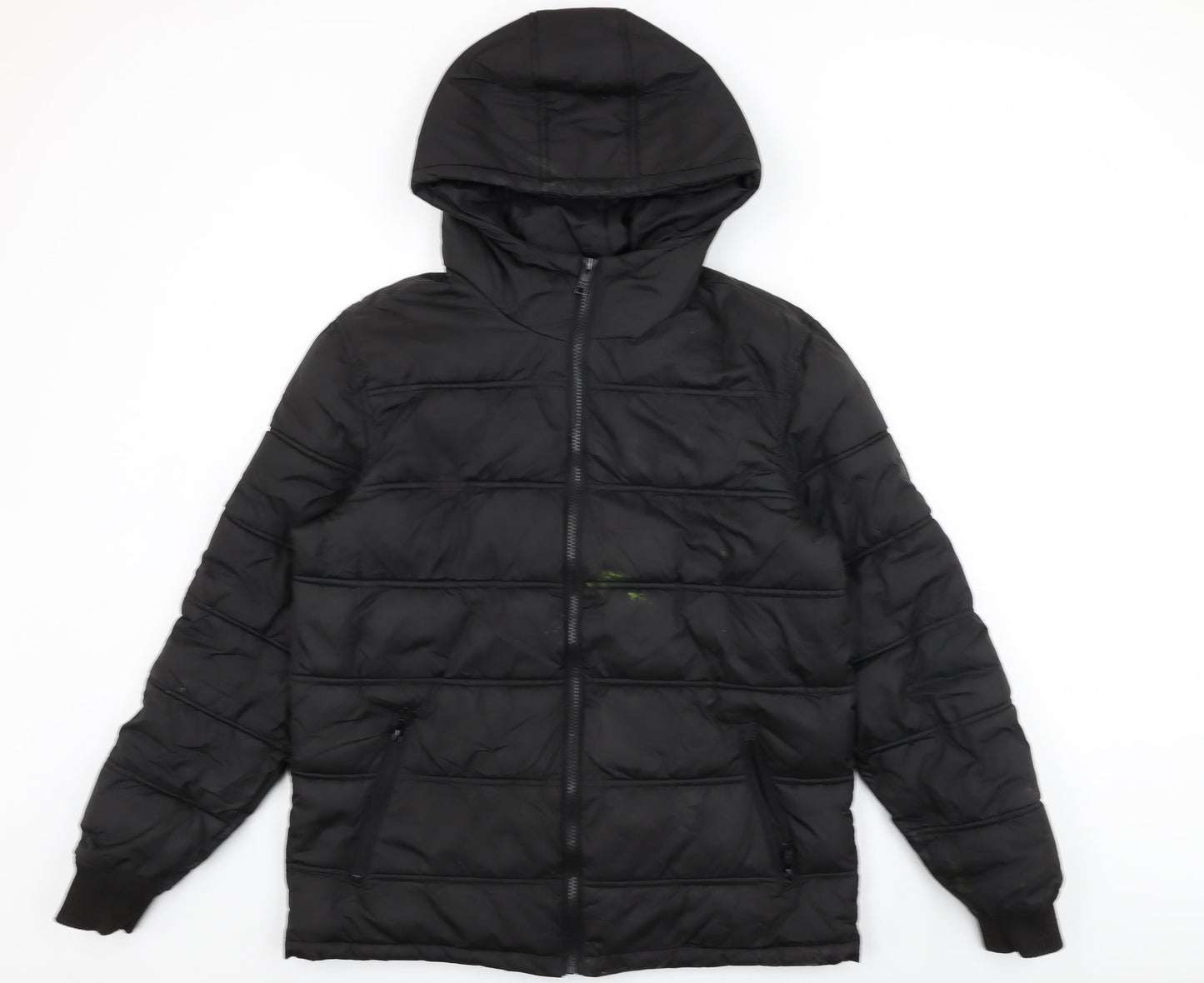 Threadbare Mens Black Puffer Jacket Coat Size S Zip