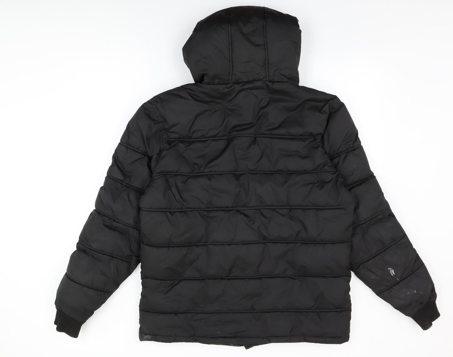 Threadbare Mens Black Puffer Jacket Coat Size S Zip