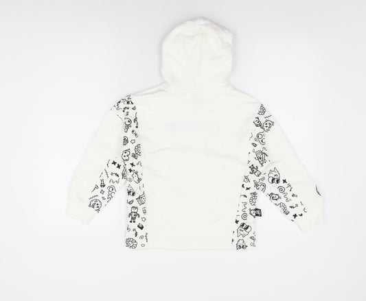 The Doodle Boy Boys White Cotton Pullover Hoodie Size 7-8 Years Pullover - You Are Not Alone