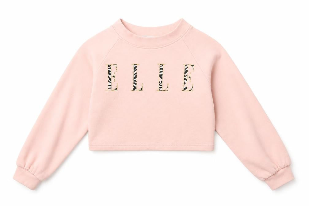 ELLE Girls Pink Cotton Pullover Sweatshirt Size 8-9 Years Pullover