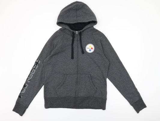 NFL Womens Grey Cotton Full Zip Hoodie Size L Zip - Steelers
