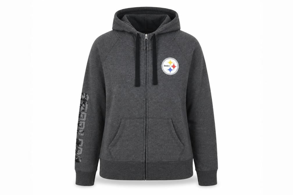 Womens UK L Regular NFL Grey Full Zip Hoodie