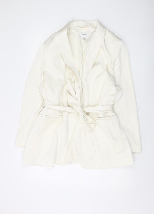Marks and Spencer Womens Ivory Jacket Size 24 Tie