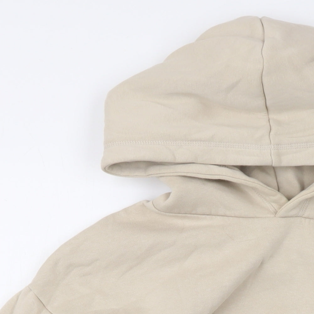 Zara Womens Beige Cotton Pullover Hoodie Size S Pullover