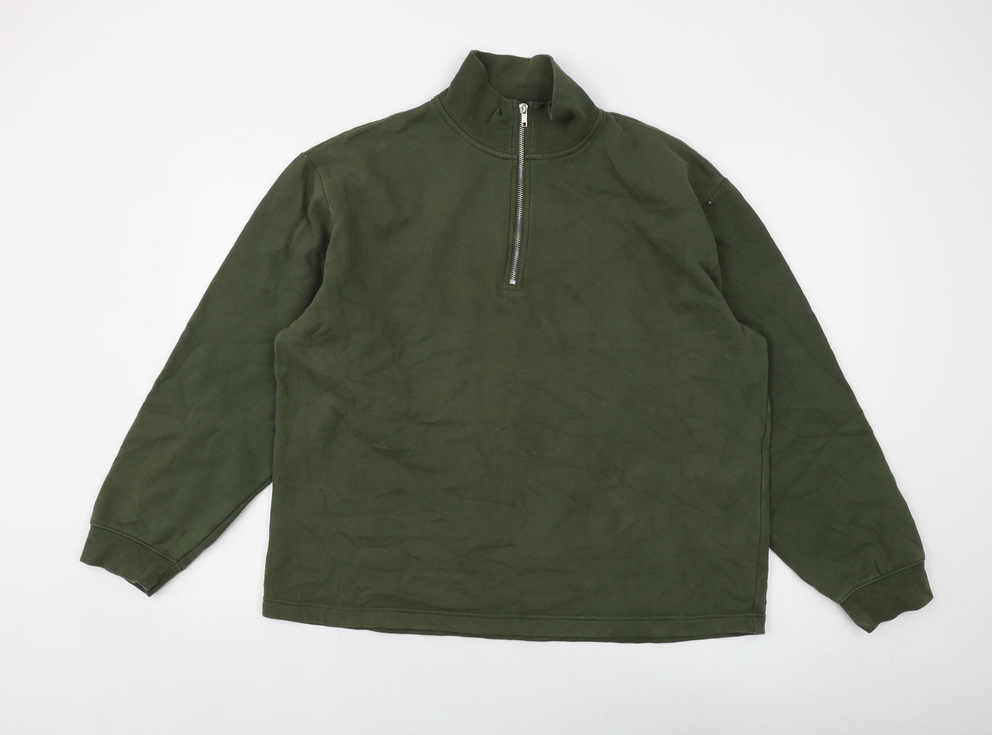 To-man Mens Green Cotton Pullover Sweatshirt Size L