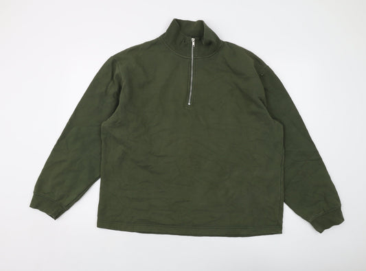 To-man Mens Green Cotton Pullover Sweatshirt Size L