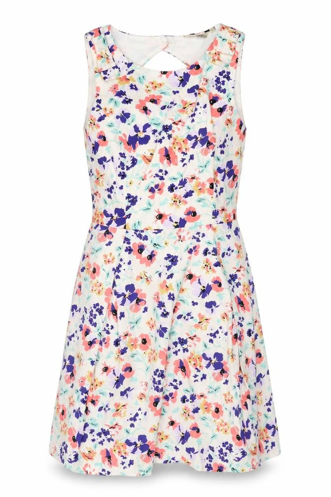 Kellly Break Womens Multicoloured Floral Cotton A-Line Size 12 Round Neck Button