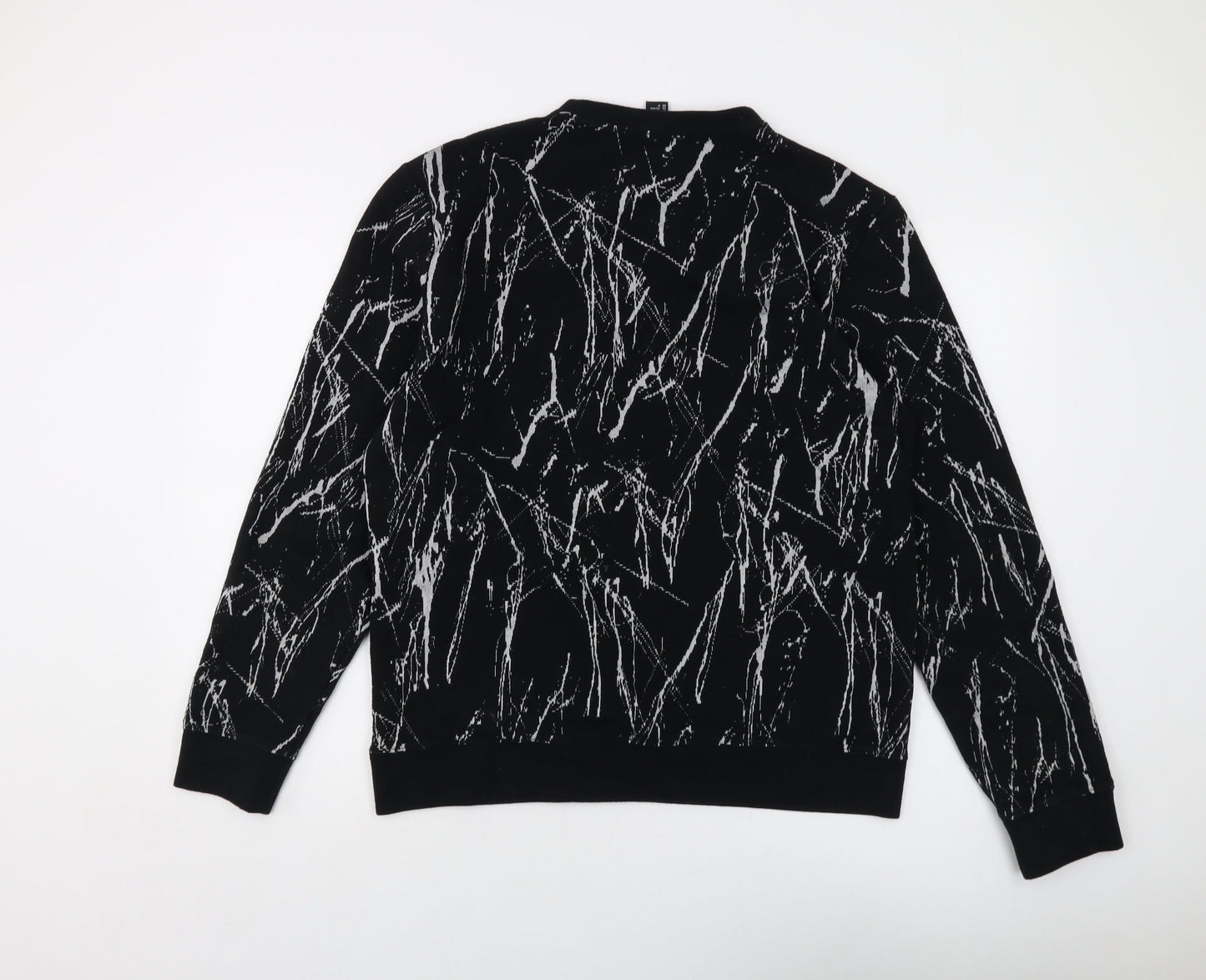 H&,M Mens Black Geometric Polyester Pullover Sweatshirt Size M